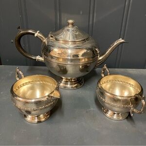 Viking plate silver tea set.  Tea pot. Sugar bowl.  Cream jug.